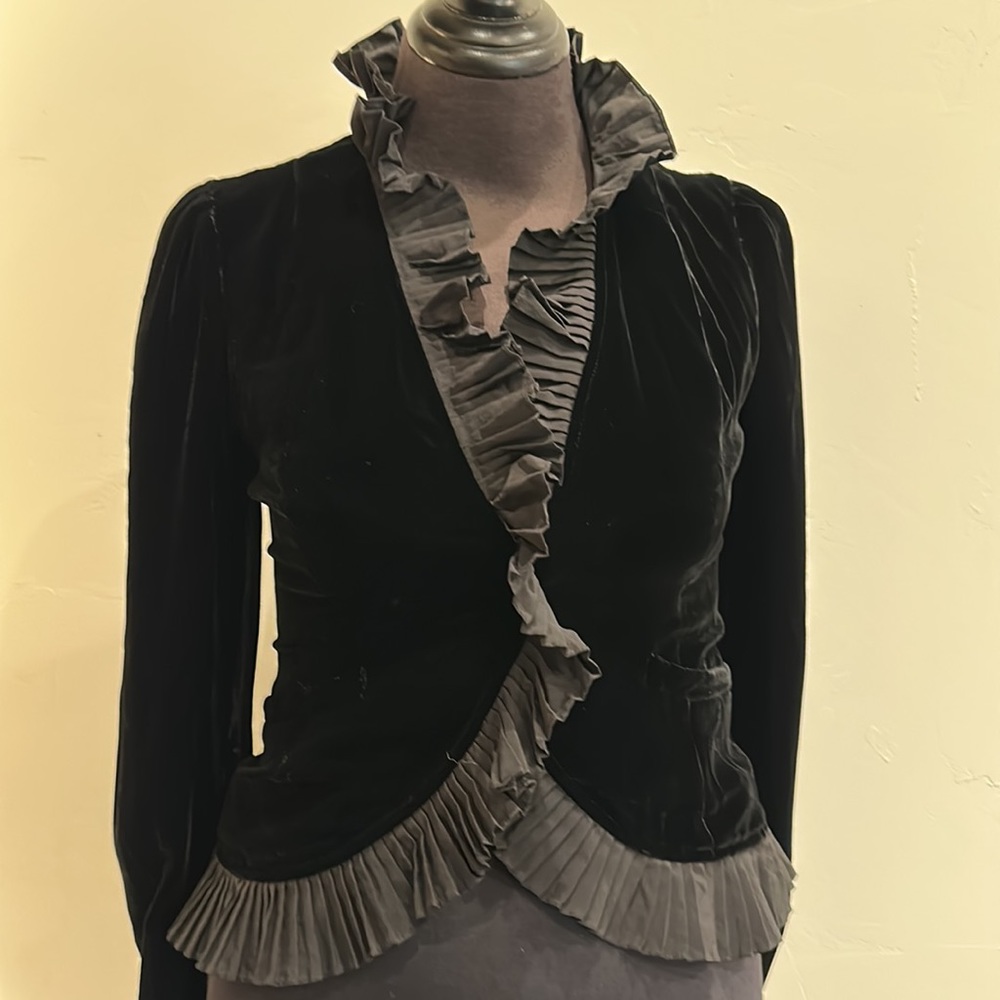 Betsey Johnson velvet ruffle dress jacket
